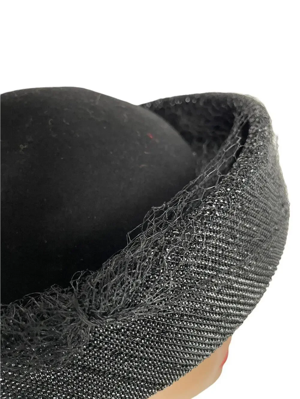 Vintage 60s Black Wool Felt Hat: Glittery Brim Henry Pollak Glenover (22 Inches)